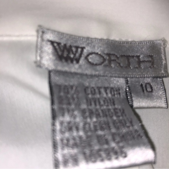 Worth Collection White Cotton Blend Sleeveless Button Bow Front Blouse Size 10 - Picture 12 of 12